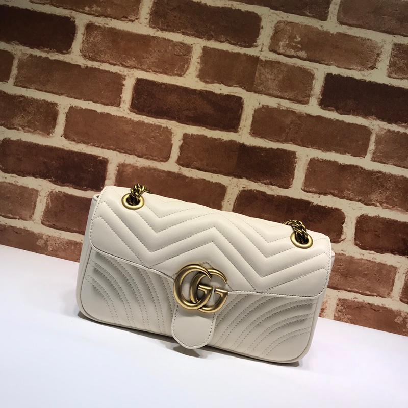 Gucci Chain Shoulder Bag 443497 Full Skin White